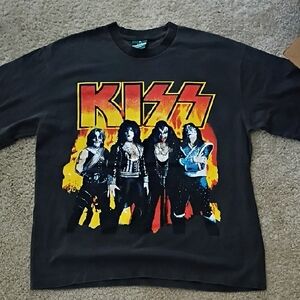 Kiss Black Short Sleeve Band Tee Retro From The 90's Two Sided